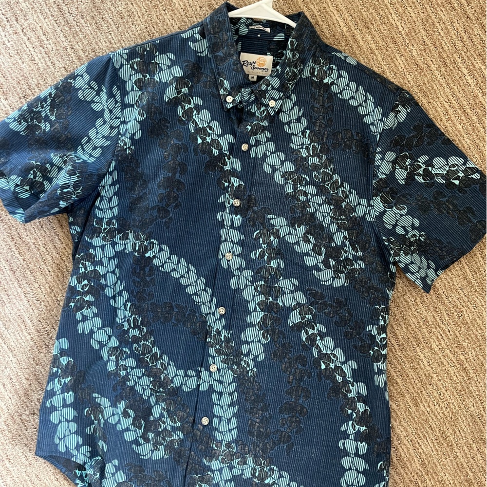 Reyn Spooner Teal and Black Puakenikeni tailored fit